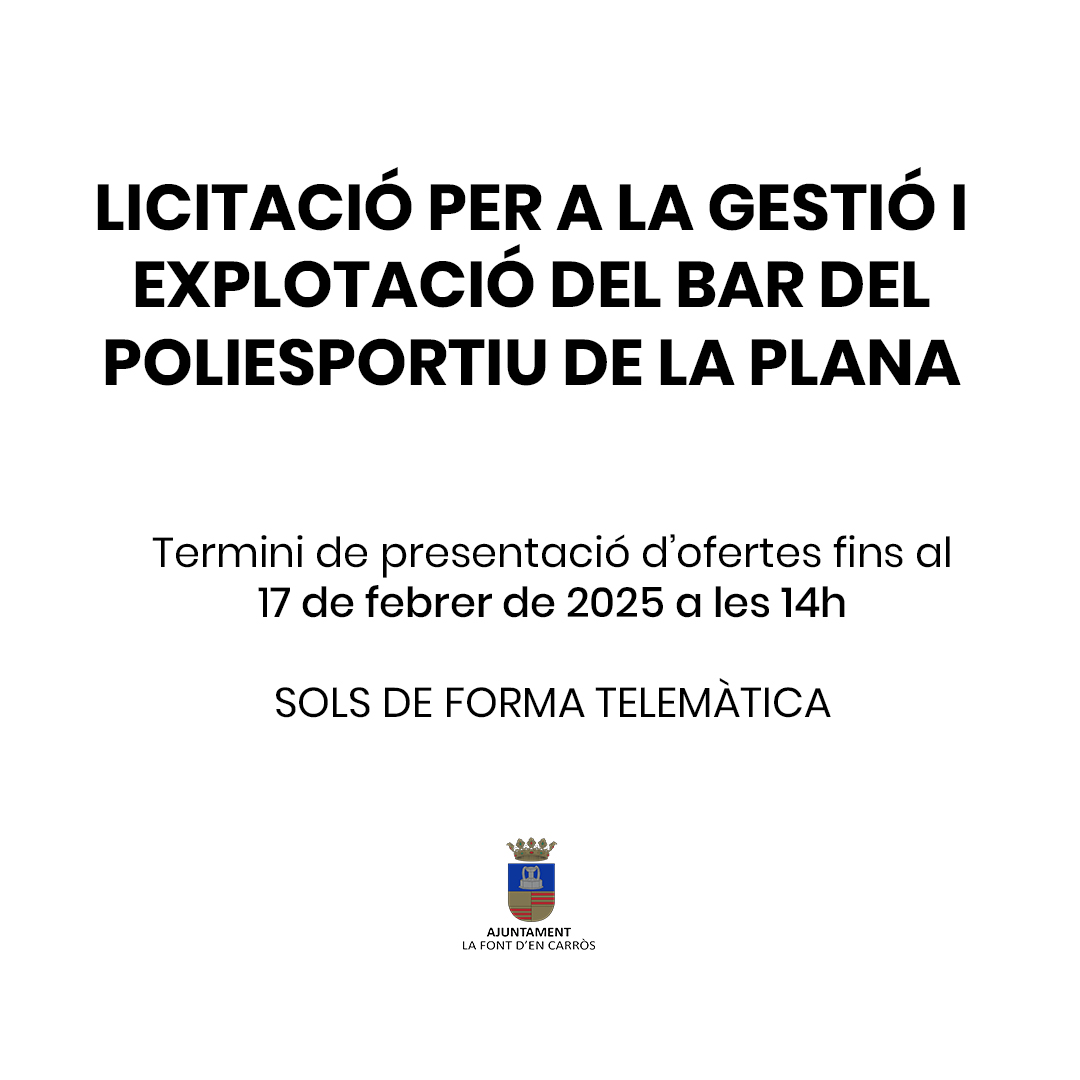 📝 Licitació per a la gestió i explotació del Bar del Poliesportiu de la Plana 📝