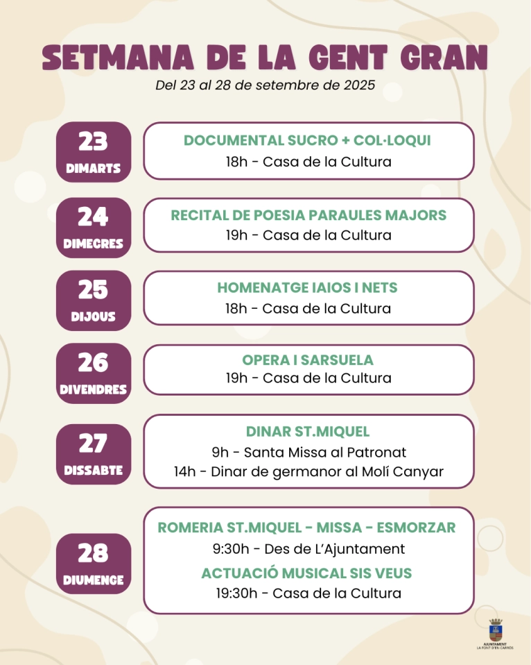 PROGRAMACIÓ SETMANA GRAN 2025